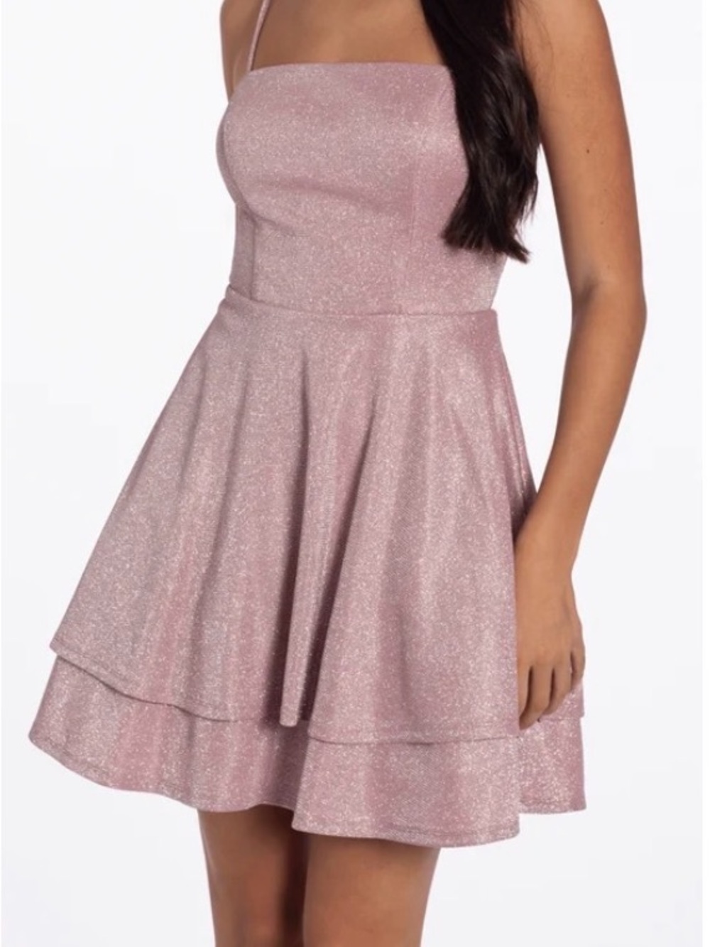 Windsor Shimmer Strap Mini Dress in Light Pink